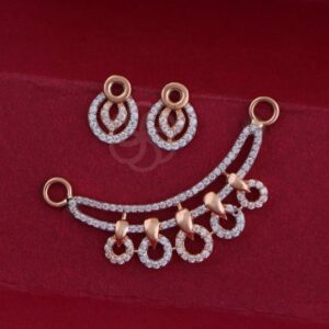 Traditional Vibe – 18K Rose Gold Mangalsutra and Earring Set