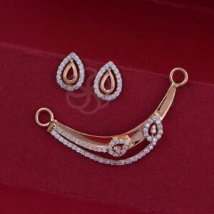 18K Rose Gold Mangalsutra and Earring Set for Brides