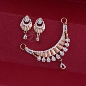 Lightweight 18K Rose Gold Mangalsutra Jewelry with Earrings