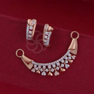 18K Rose Gold Mangalsutra and Earring Set