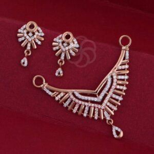 Minimalist 18K Rose Gold Mangalsutra with Earrings