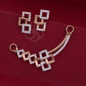 18K Rose Gold Mangalsutra and Earring Set for Brides