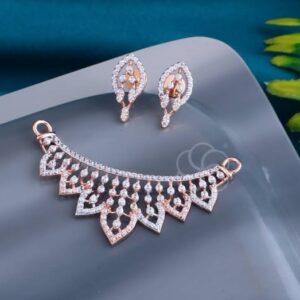 Lightweight 18K Rose Gold Mangalsutra with Matching Earrings