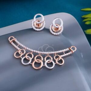18K Rose Gold Mangalsutra and Earrings