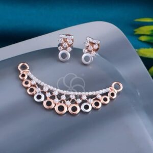 Polished 18K Rose Gold Mangalsutra & Earrings