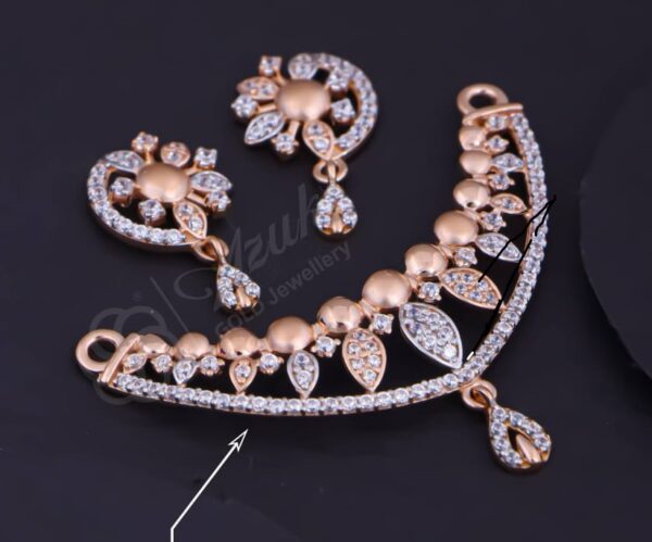Romantic Design 18K Rose Gold Mangalsutra with Earrings