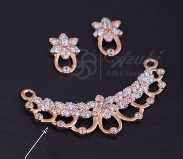 Daily Wear 18K Rose Gold Mangalsutra and Earrings