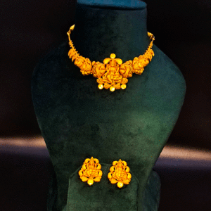 22K Real Gold Long Necklace Set for Women