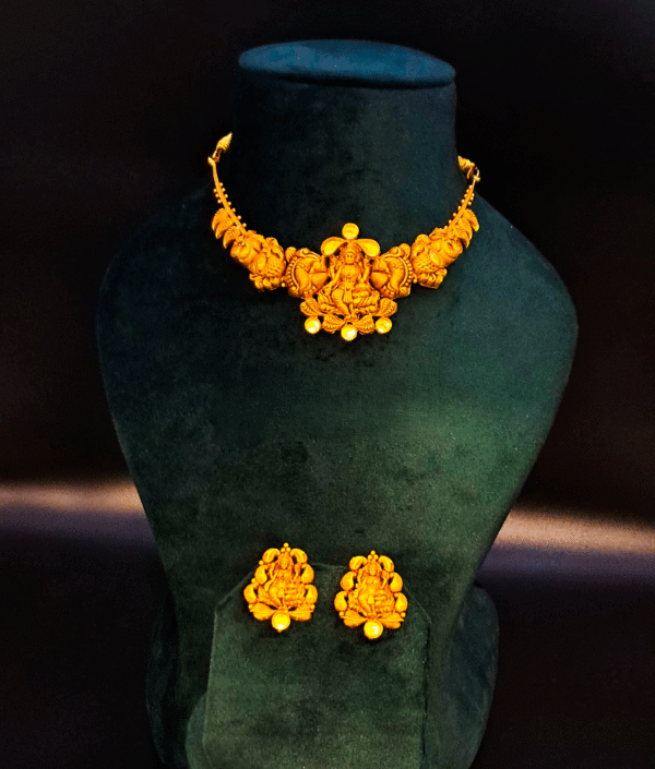 22K Real Gold Long Necklace Set for Women