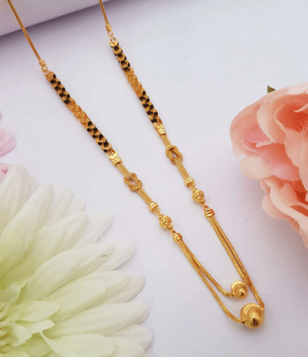 Pure 22K Gold Black Beads Mangalsutra - Image 2