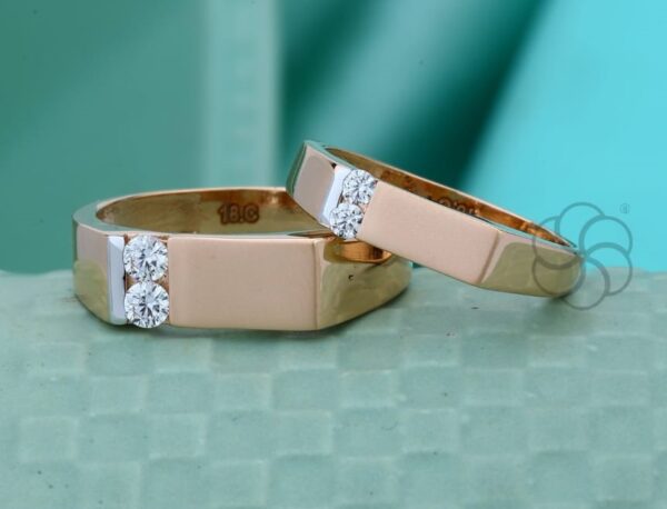 18K Rose Gold Couple Rings Set