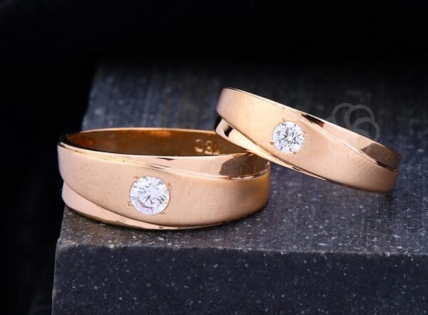 Minimalist 18K Rose Gold Couple Rings Set