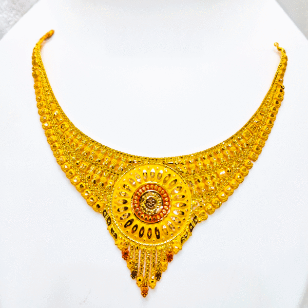 22K Pure Gold Necklace (Haar Set) For Women's