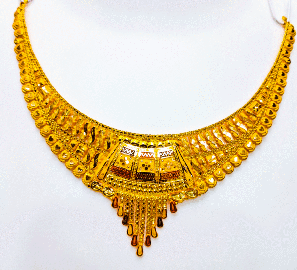 Modern 22K Pure Gold Necklace (Haar Set) For Women's