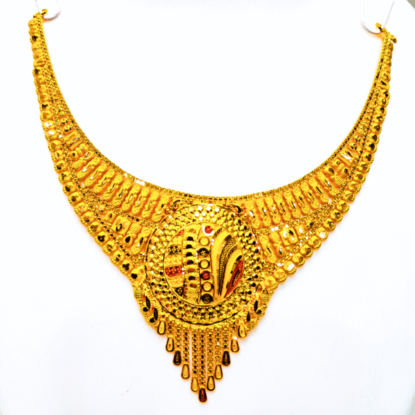 Traditional Look 22K Pure Gold Necklace (Haar Set) For Women's